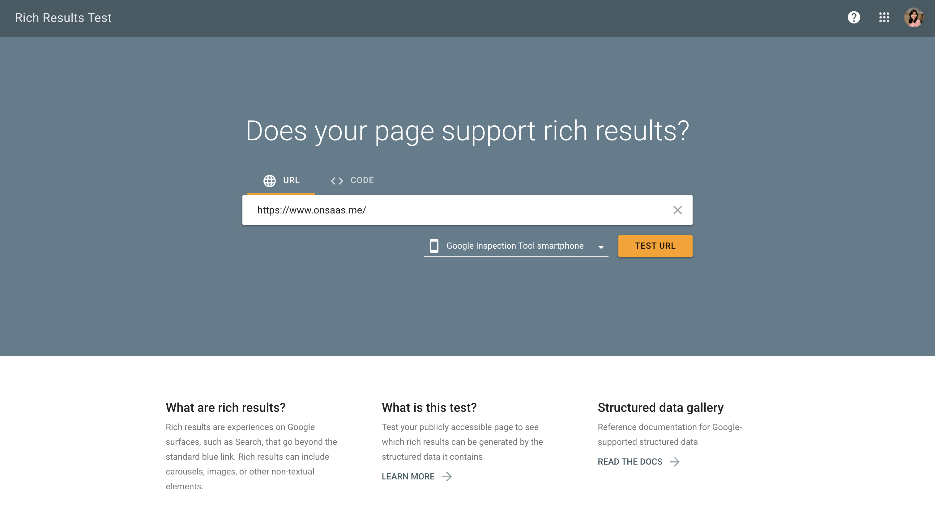 google rich results test