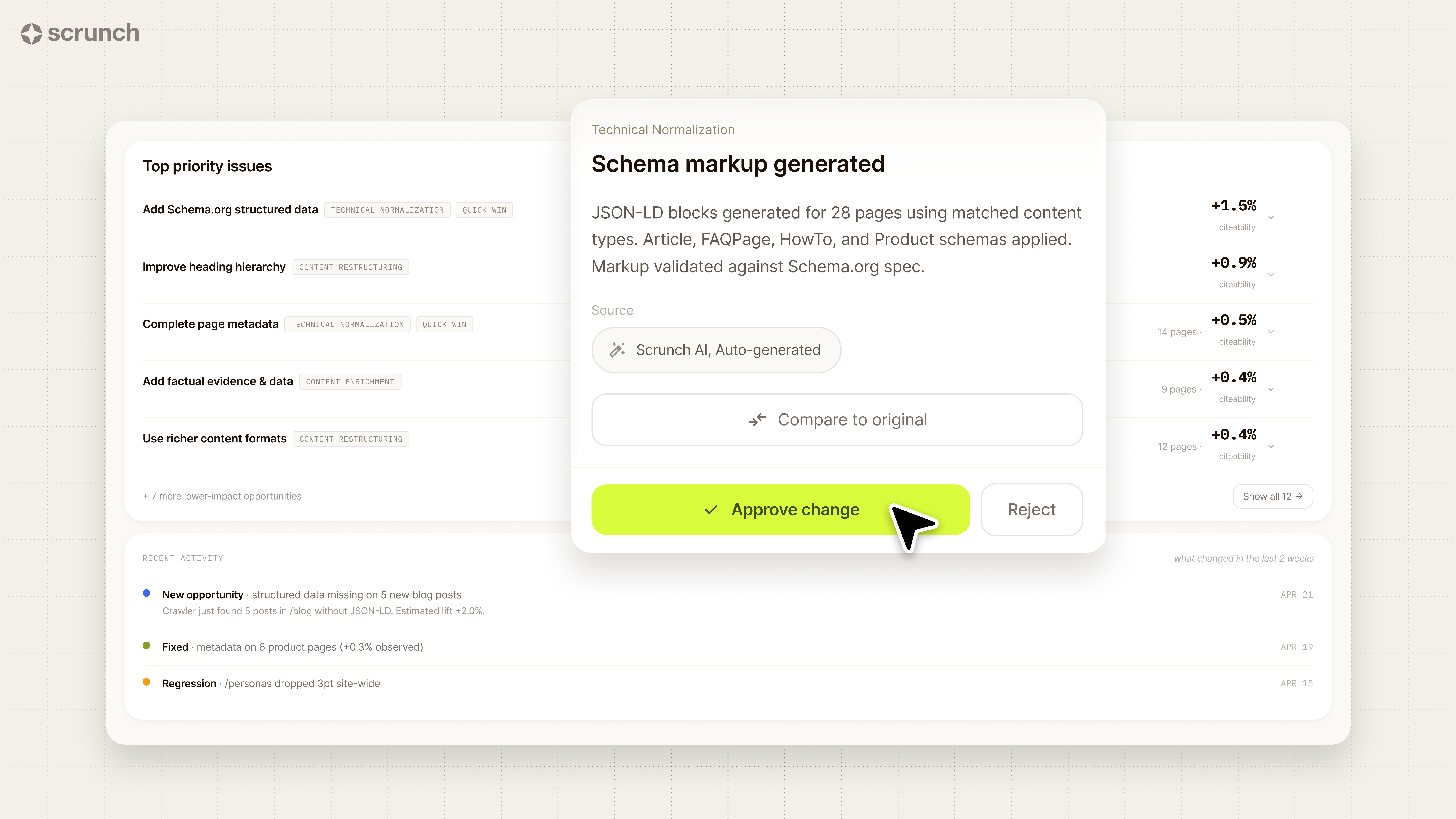 Scrunch site optimization, how to do a website content audit