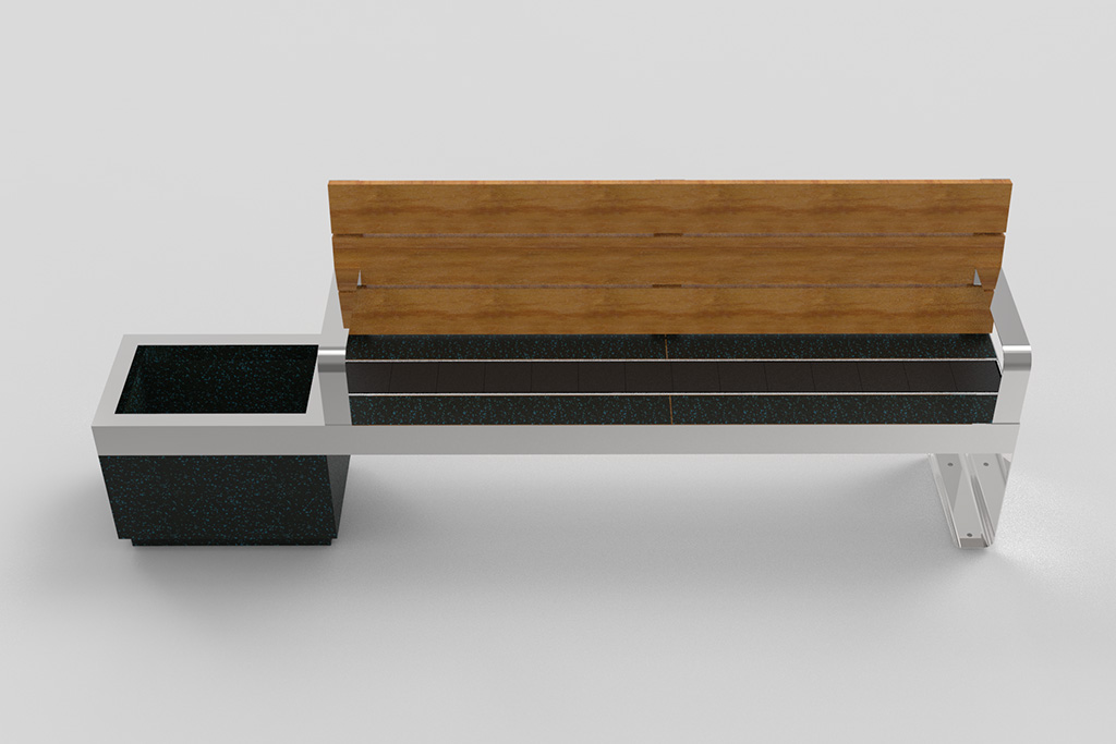 Render del banco Bridge de la parte trasera.