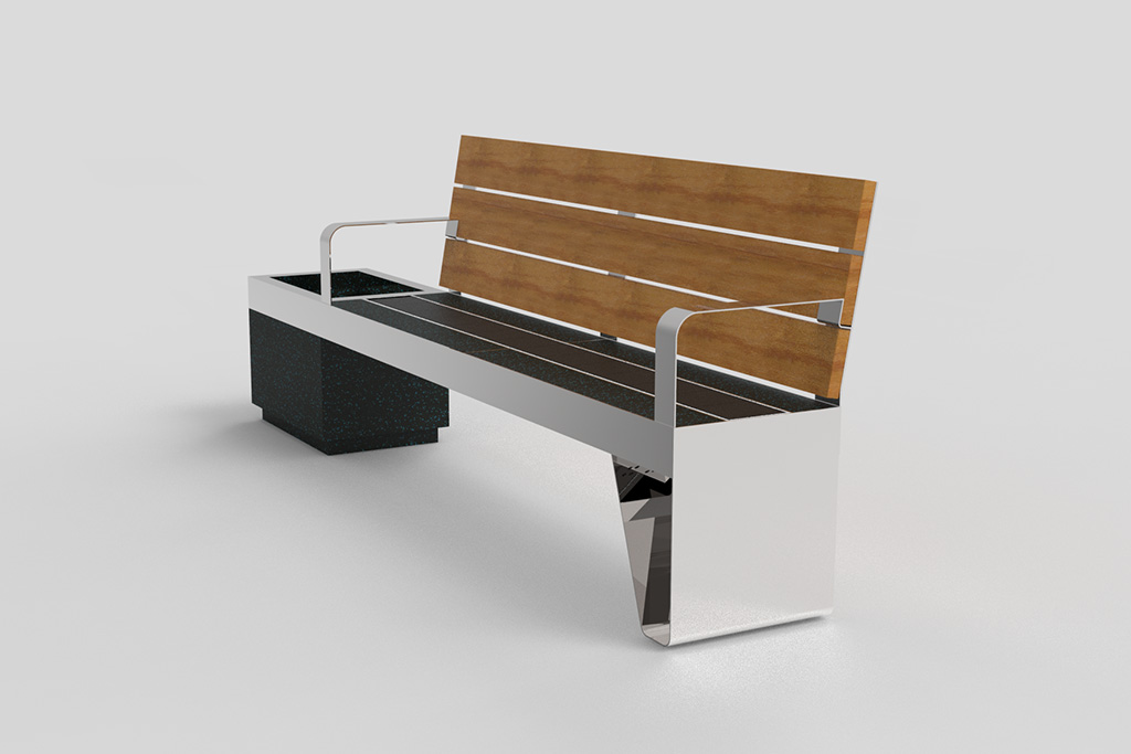 Banco de caucho y bicicleta.