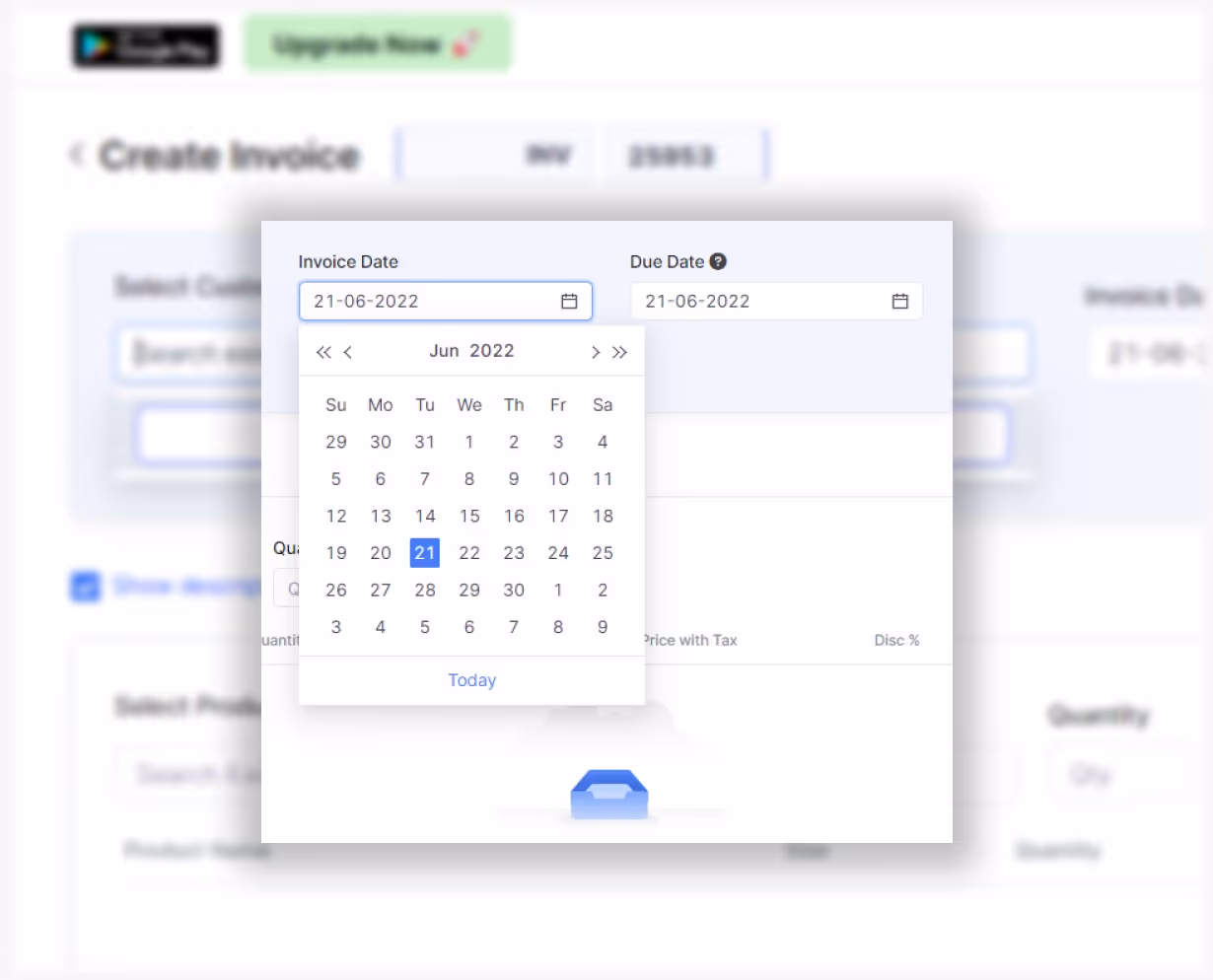 select date and due date