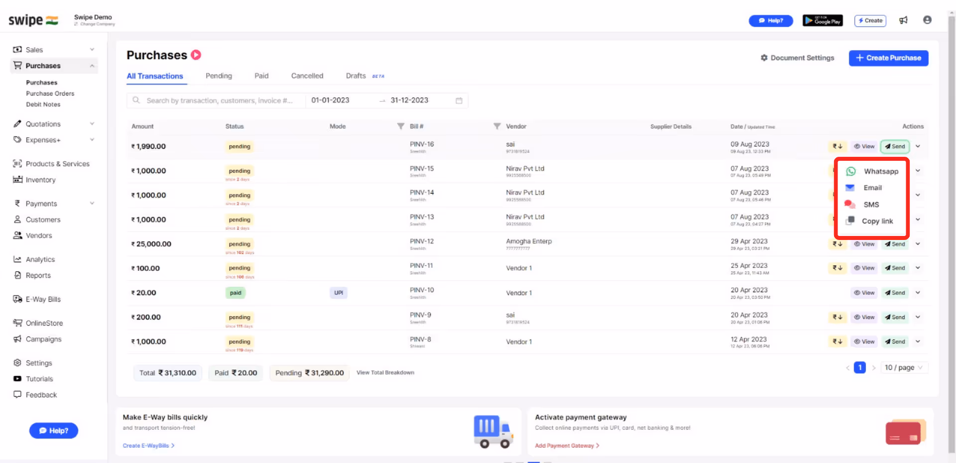 Share your Purchase Invoice