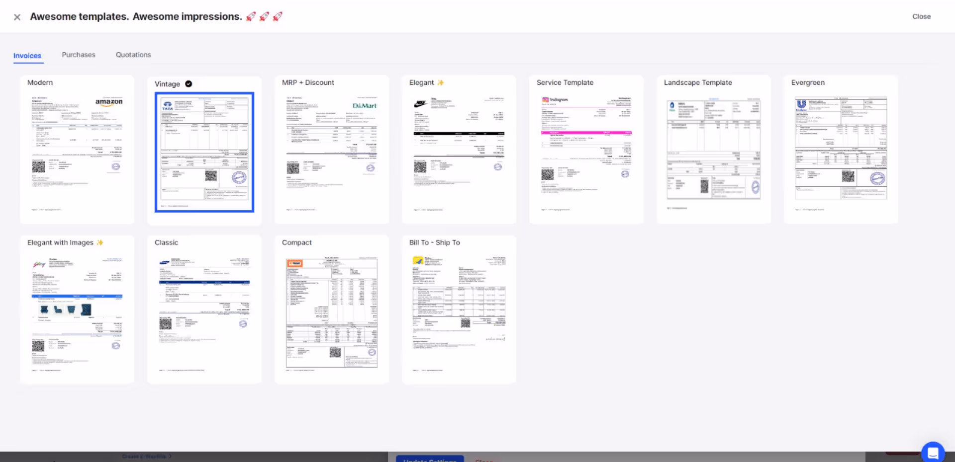 select an Invoice template