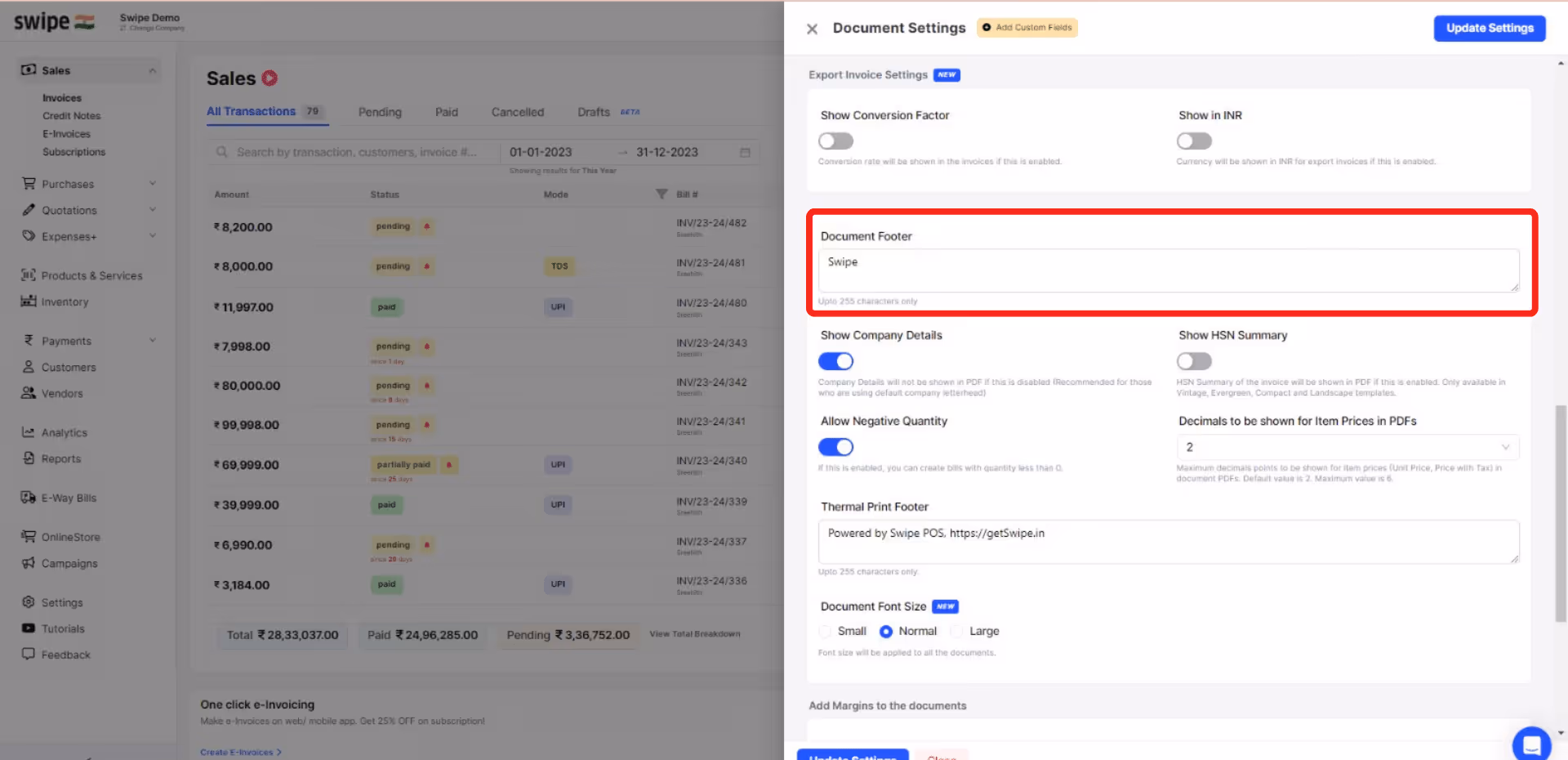 edit the document footer