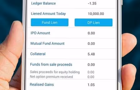 Ledger balance report on a mobile phone