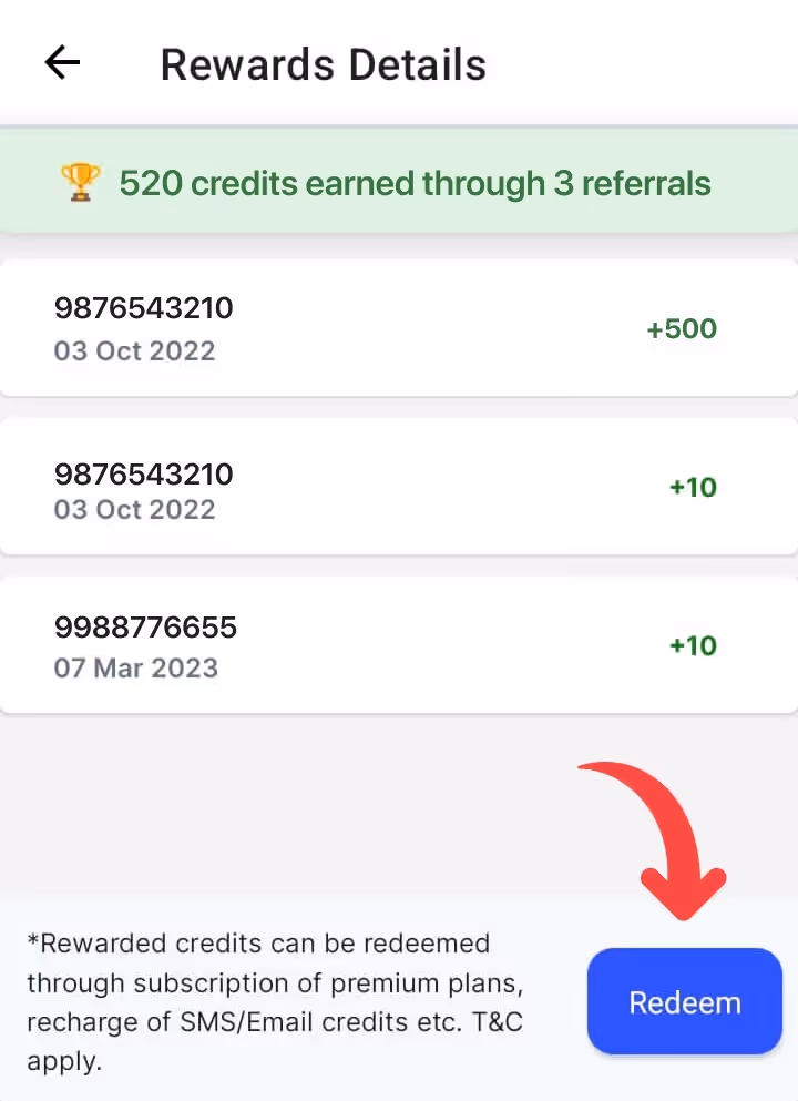 Redeem Swipe Credits