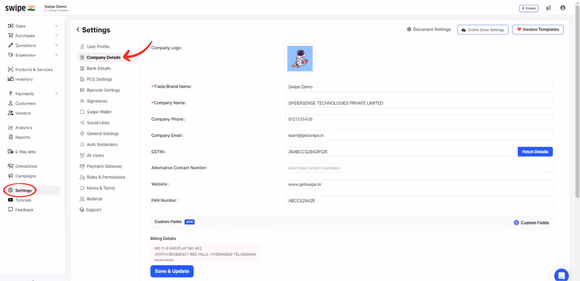 go to company details