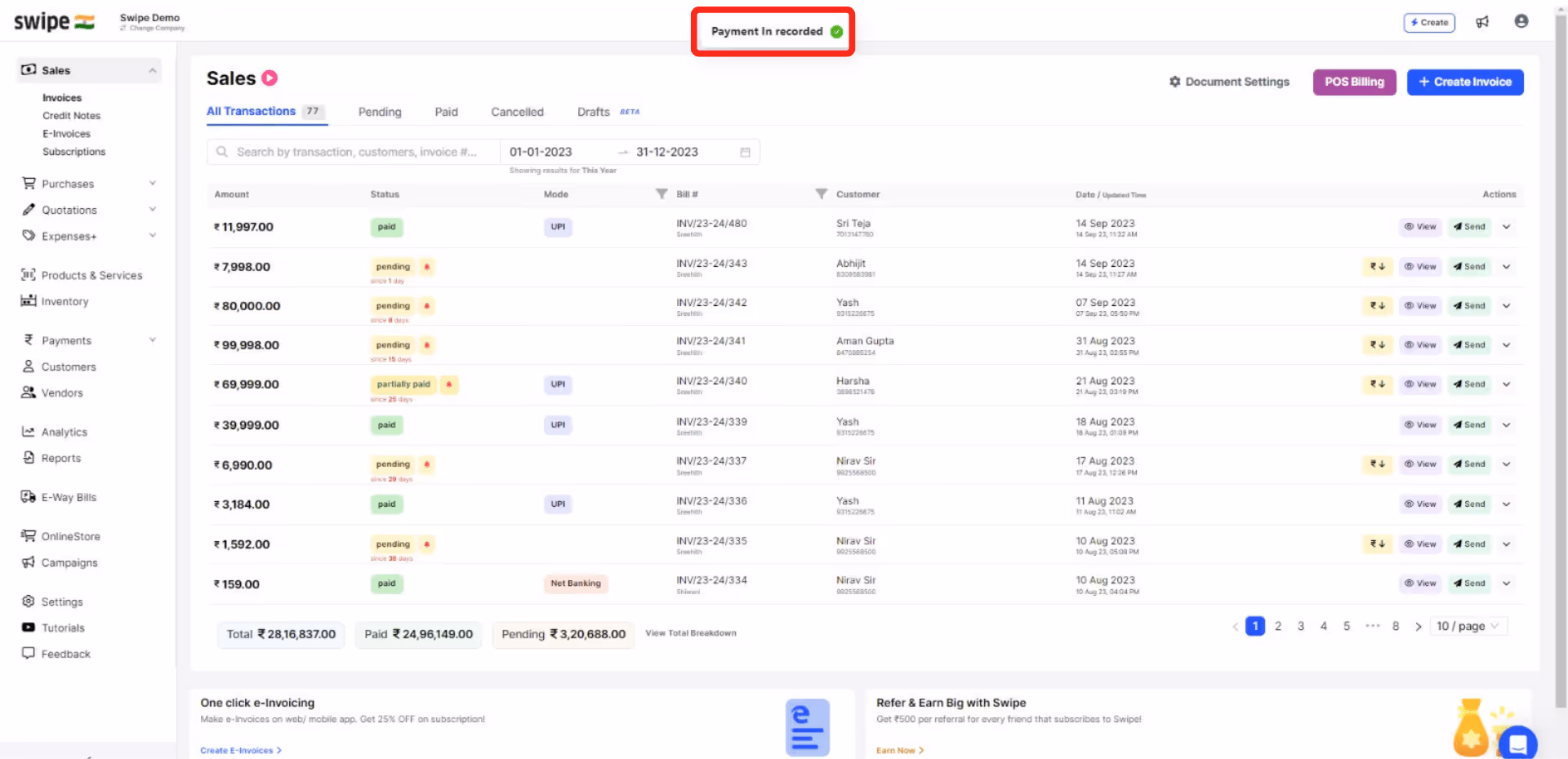 payment recorded