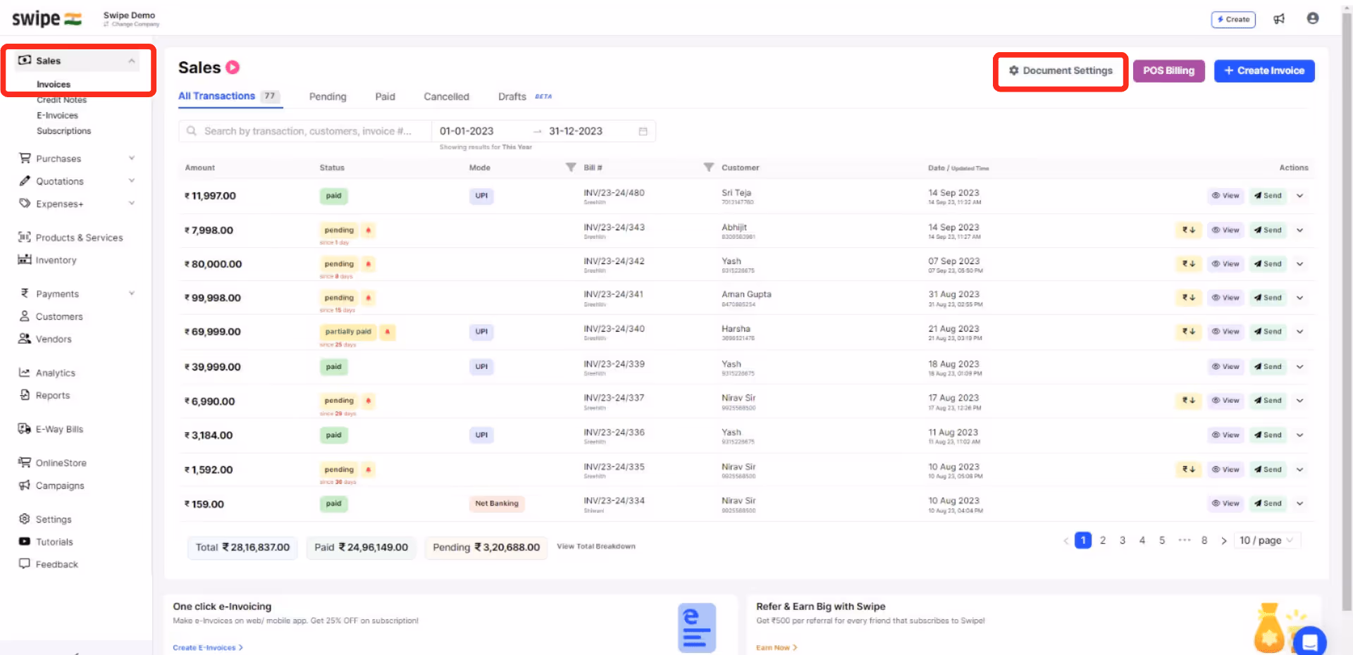 go to document settings