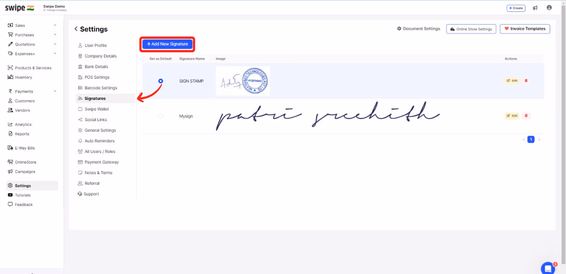 add new signature