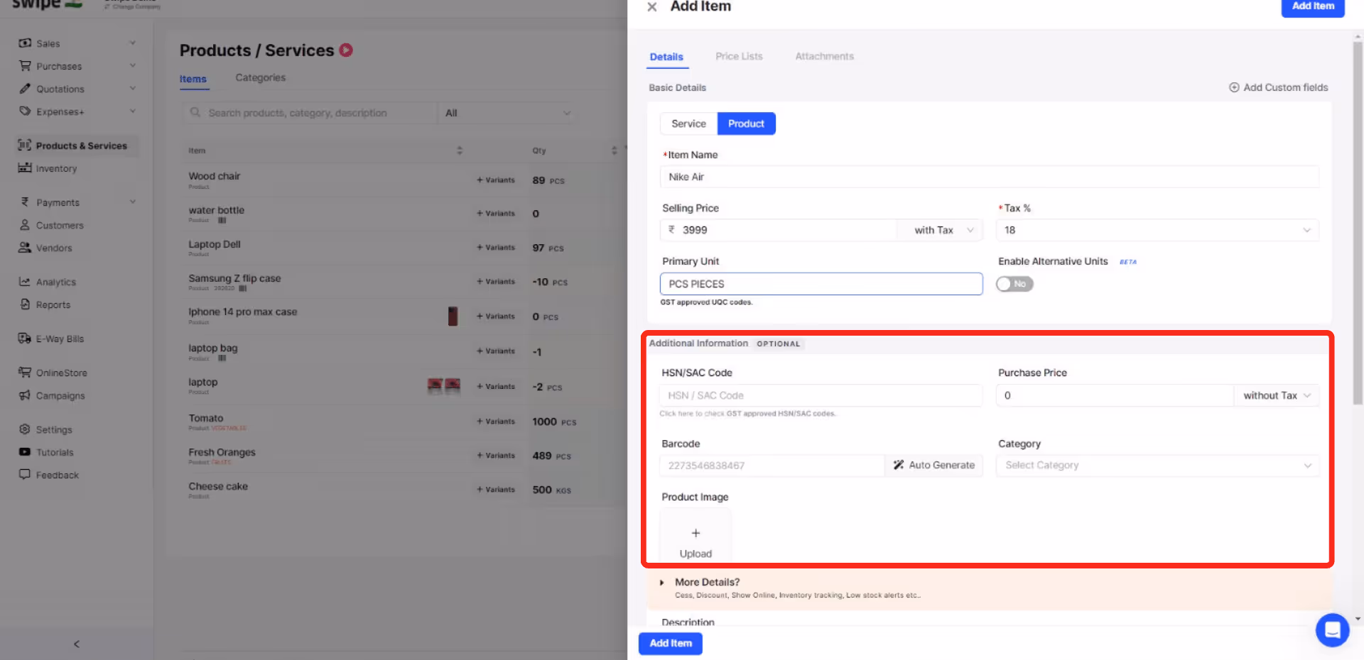 add additional fields