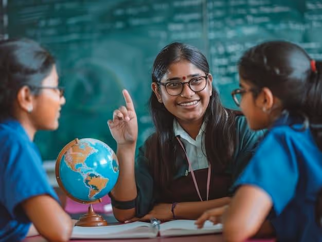 Woman teaching in classroom