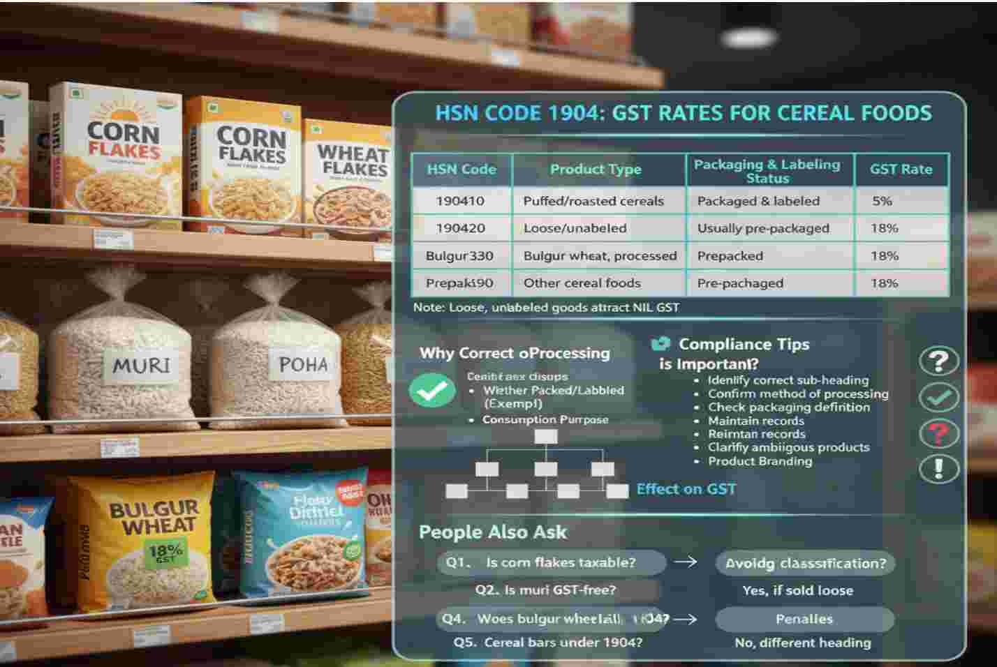 Cereal Foods: 1904 HSN Code GST Rate Guide