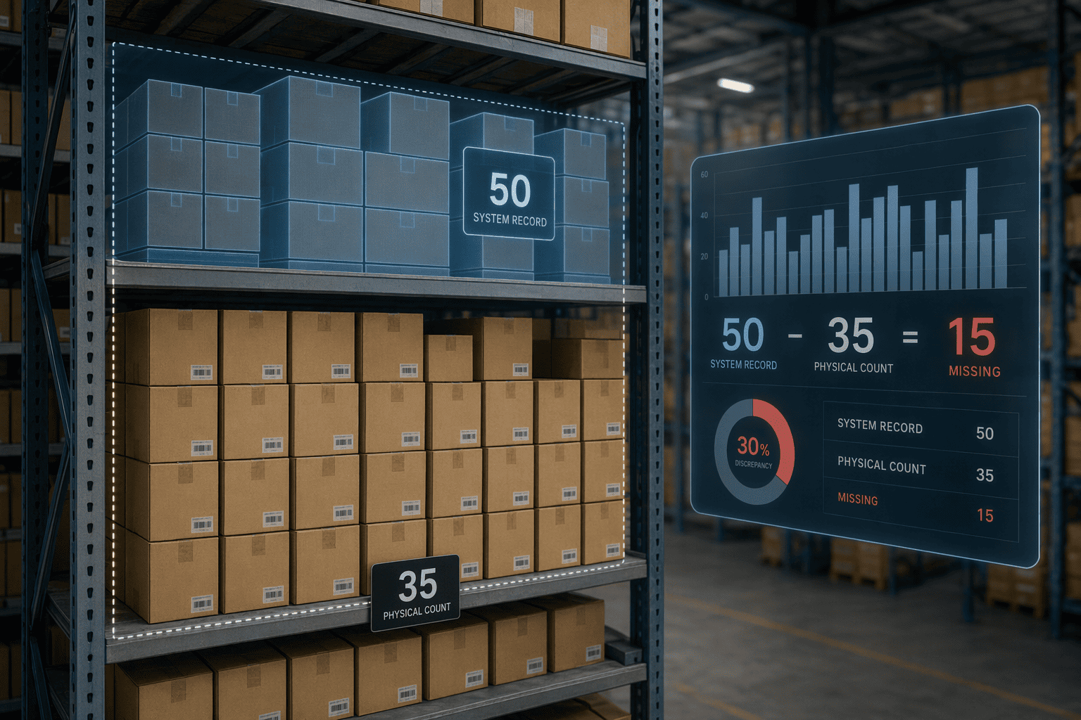 Illustration for: 3. Inventory Count Discrepancies (The 'Phantom Stock' Problem)