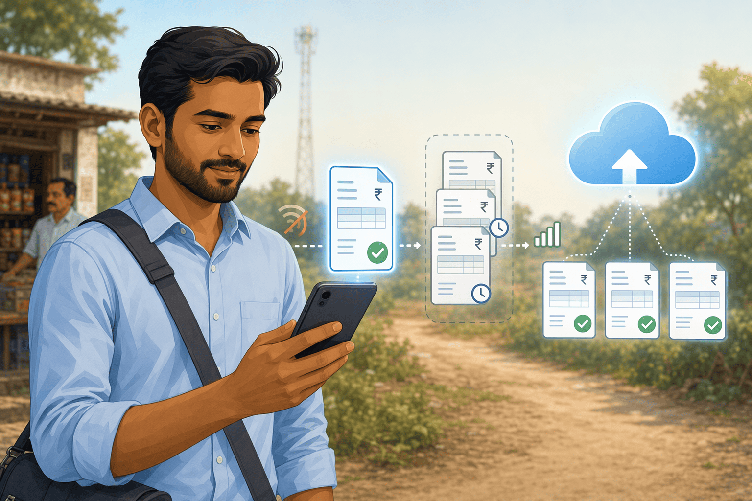 Illustration for: Vyapar: Best for Offline Mobile Invoicing