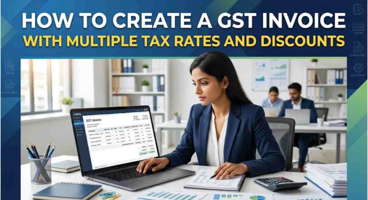 How to create a GST invoice with multiple tax rates and discounts