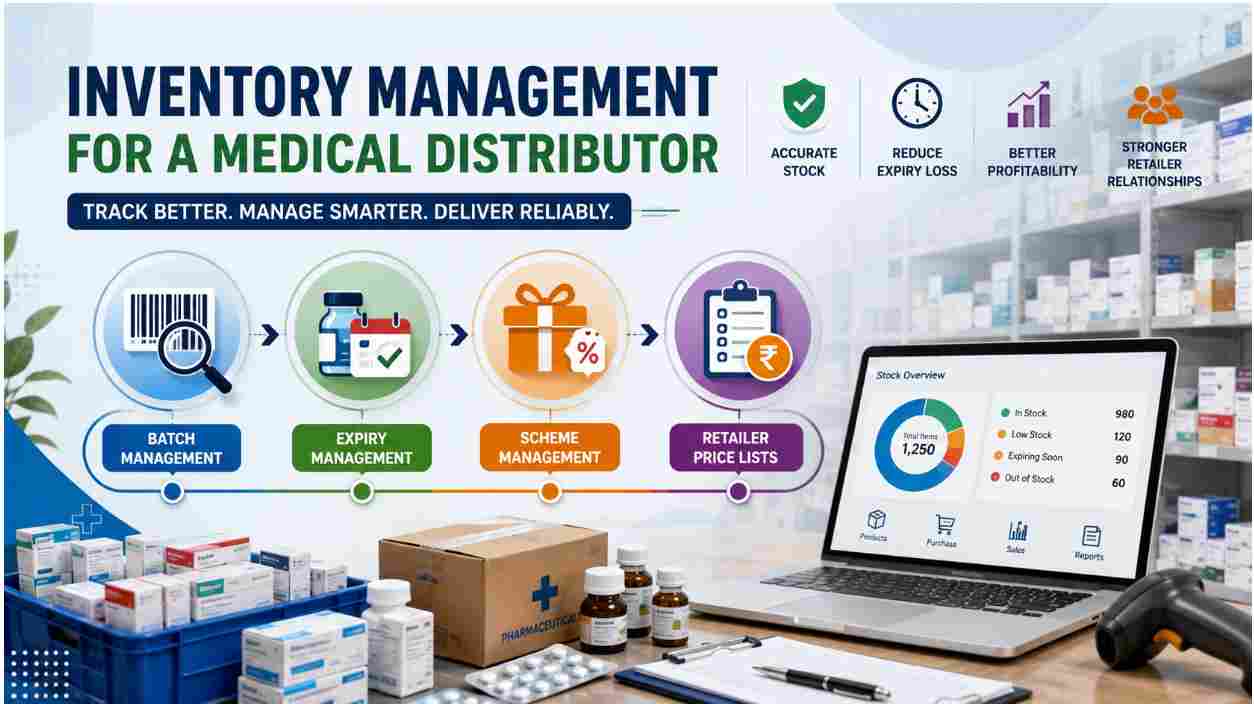 Inventory management for a medical distributor: Batch, expiry, schemes and retailer price lists