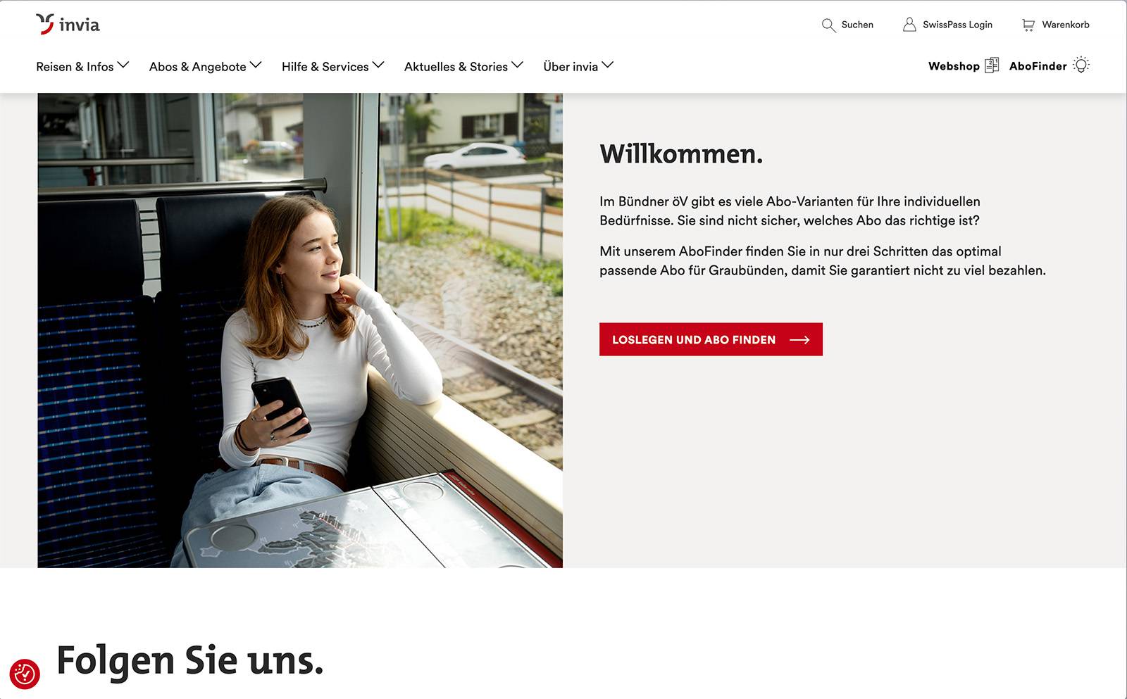 invia.ch Abofinder: Schritt 01