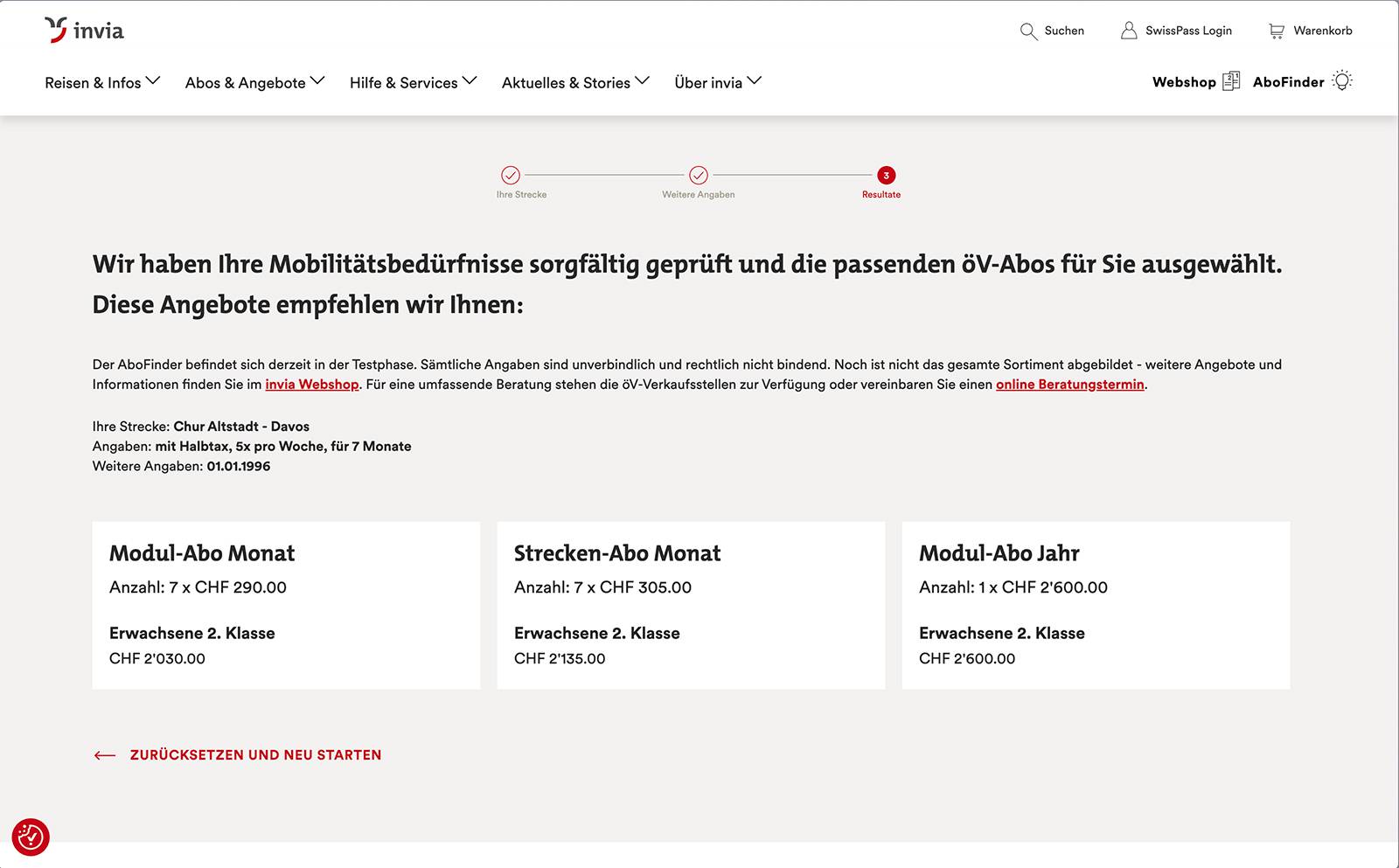 invia.ch Abofinder: Schritt 04