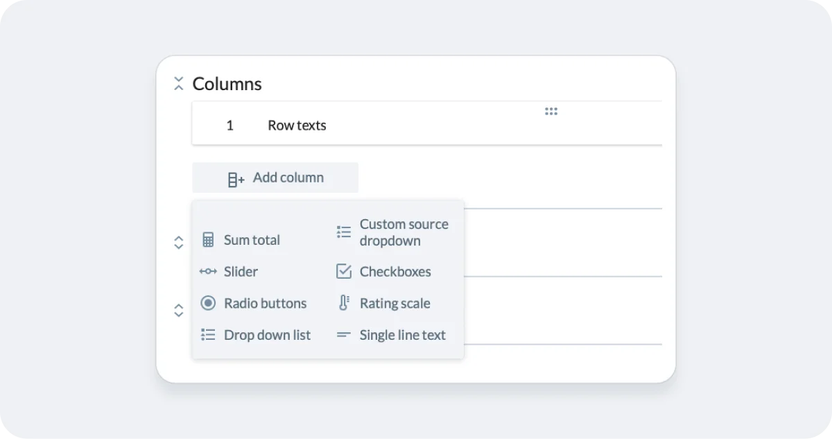 Adding and configuring the Matrix question