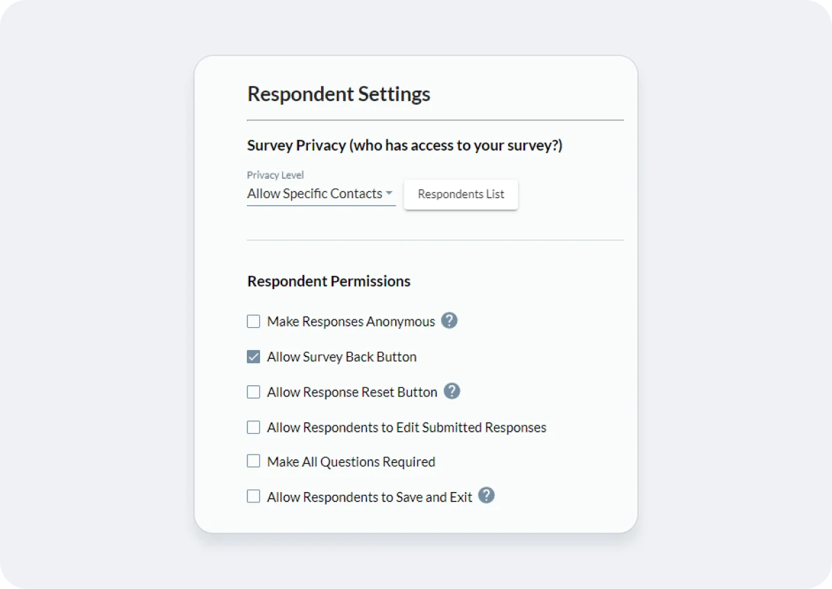 Respondent Settings 