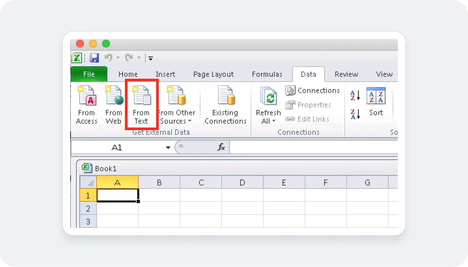 Open Excel and import Data 