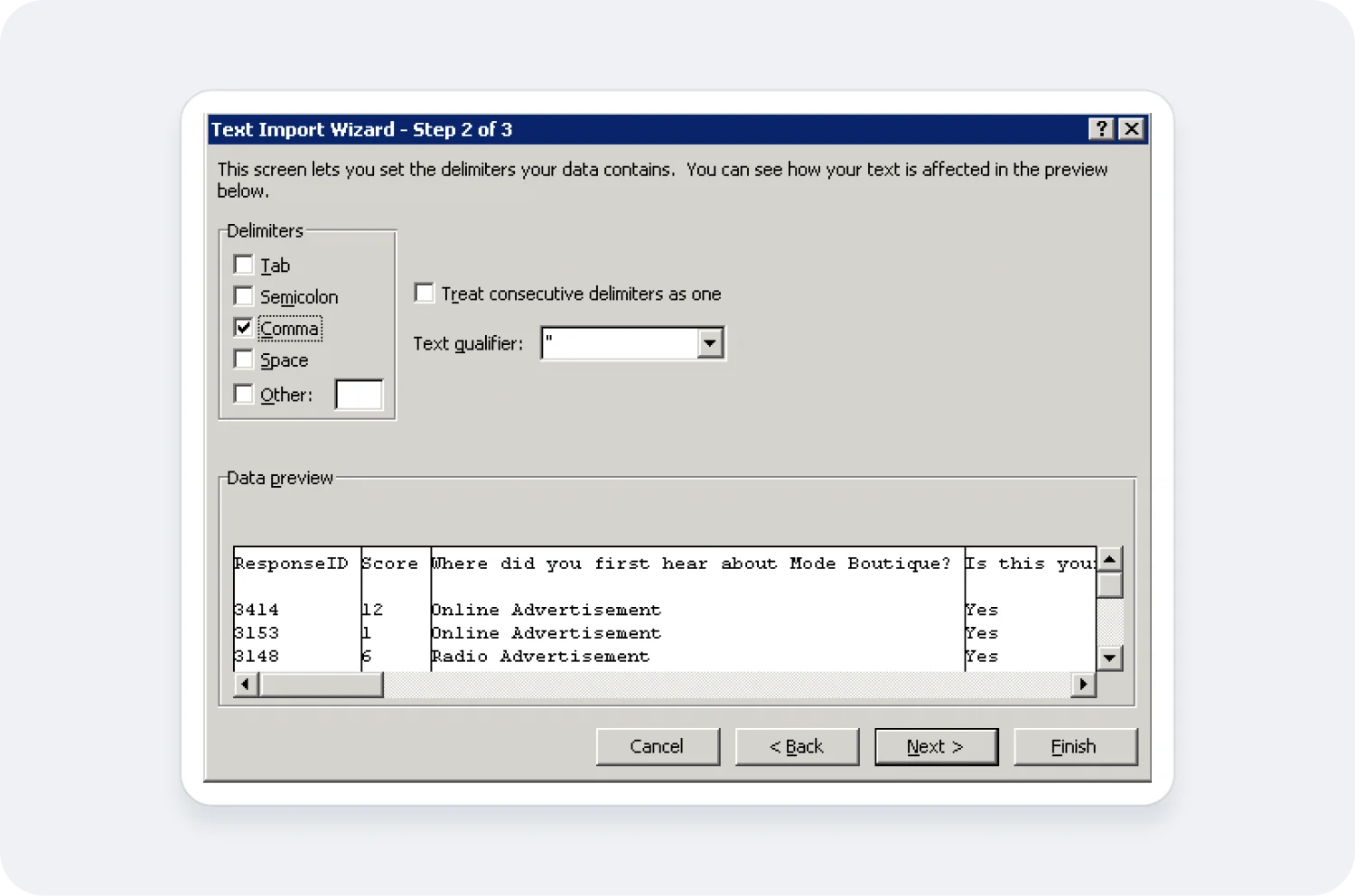 Choose your text delimiters