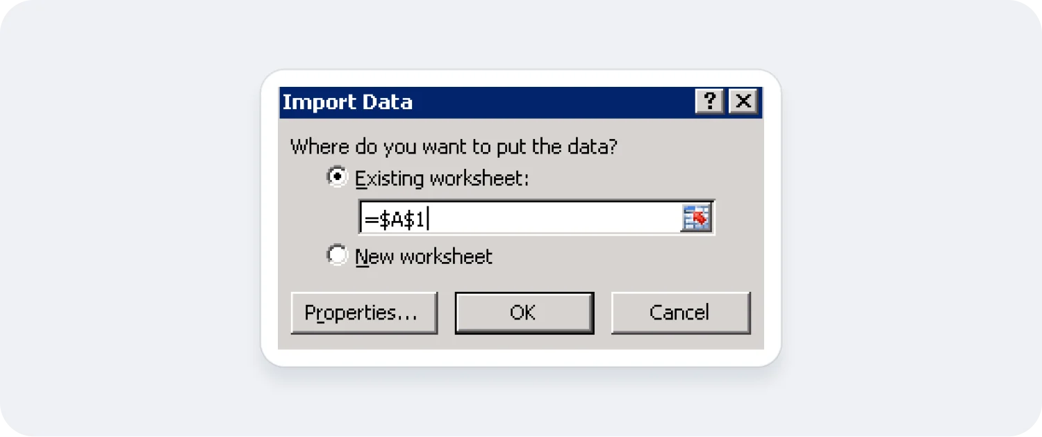 Import your data into Excel