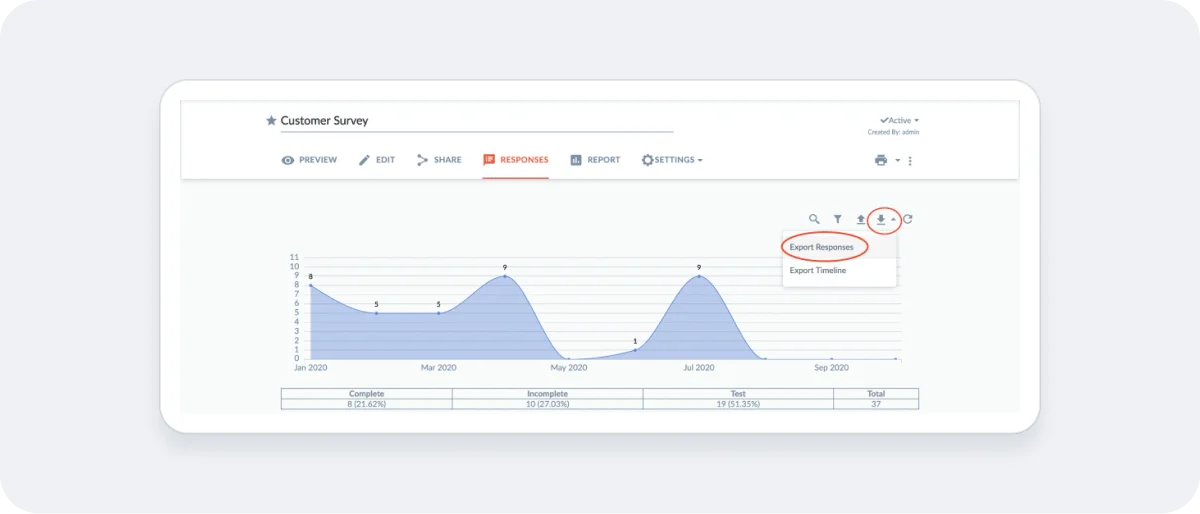 Choose the Export Responses option