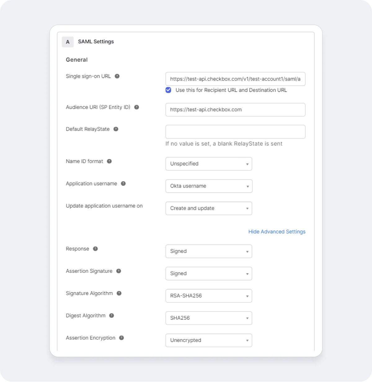 Configuring Okta for SAML: Step 3