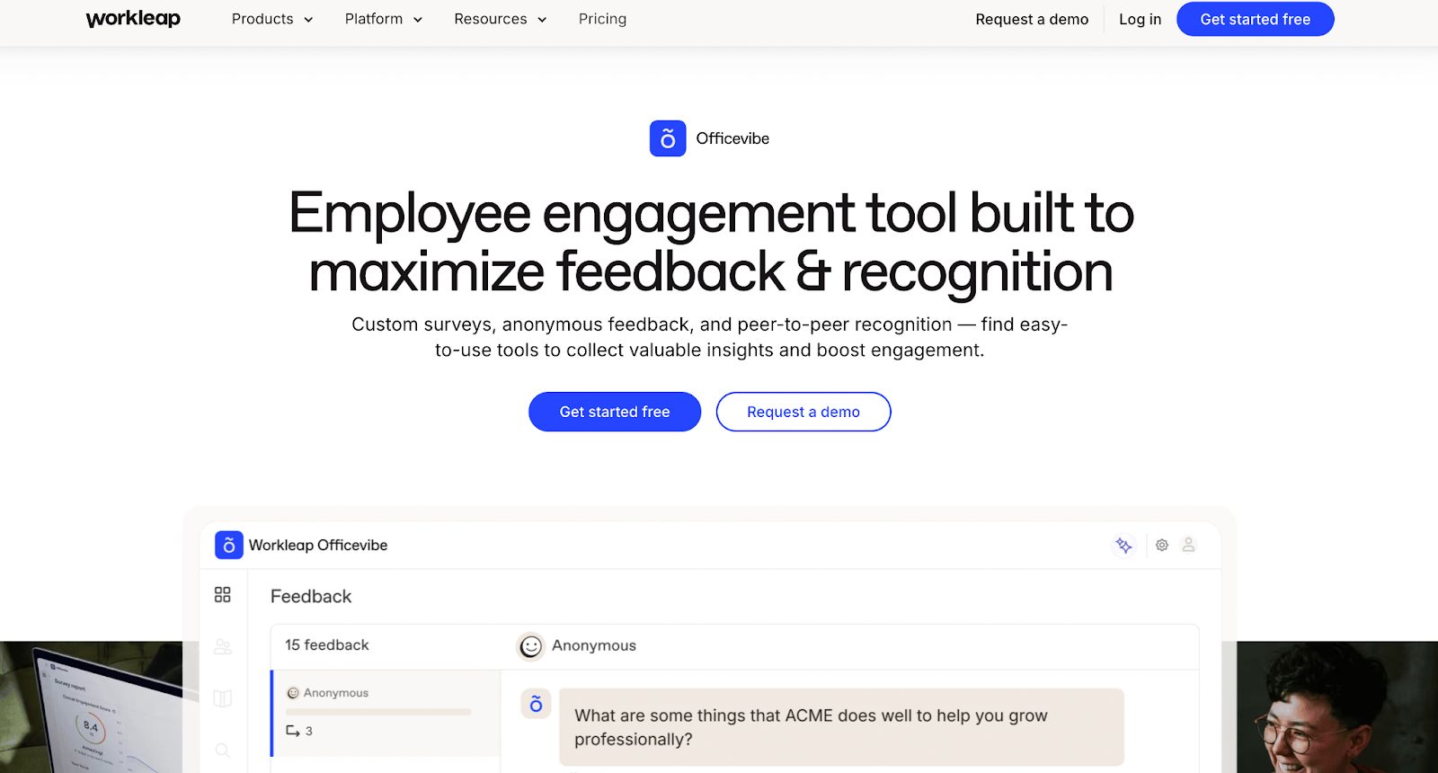 Officevibe employee feedback software screenshot