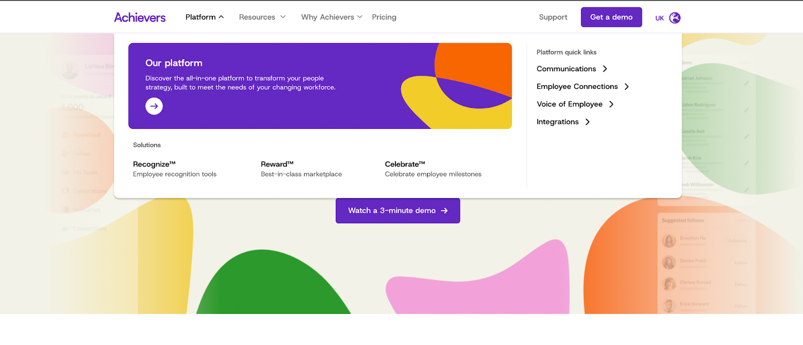 Achievers employee feedback software screenshot