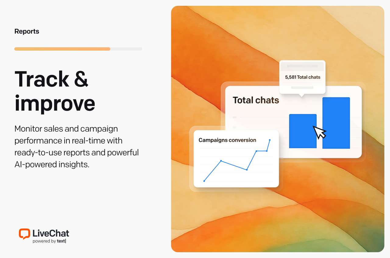 Reports - monitor campaings and data like total chats, campaign conversions, sales and more
