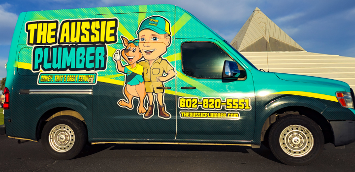 The Aussie Plumber service van after its redesign in Phoenix, Arizona.