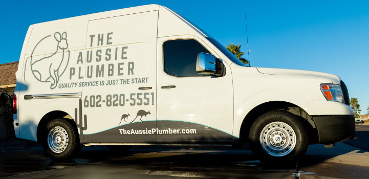 The Aussie Plumber service van before its redesign in Phoenix, Arizona.
