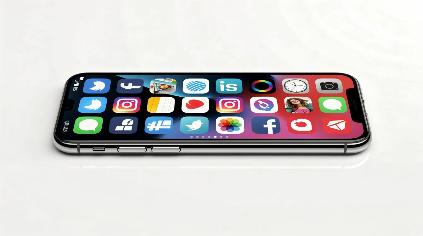 The image shows a smartphone screen filled with various social media app icons, highlighting platforms where users can access exclusive content, including celebrity OnlyFans accounts. This device serves as a gateway for fans to connect with their favorite creators and explore subscription-based platforms for unique and engaging material.