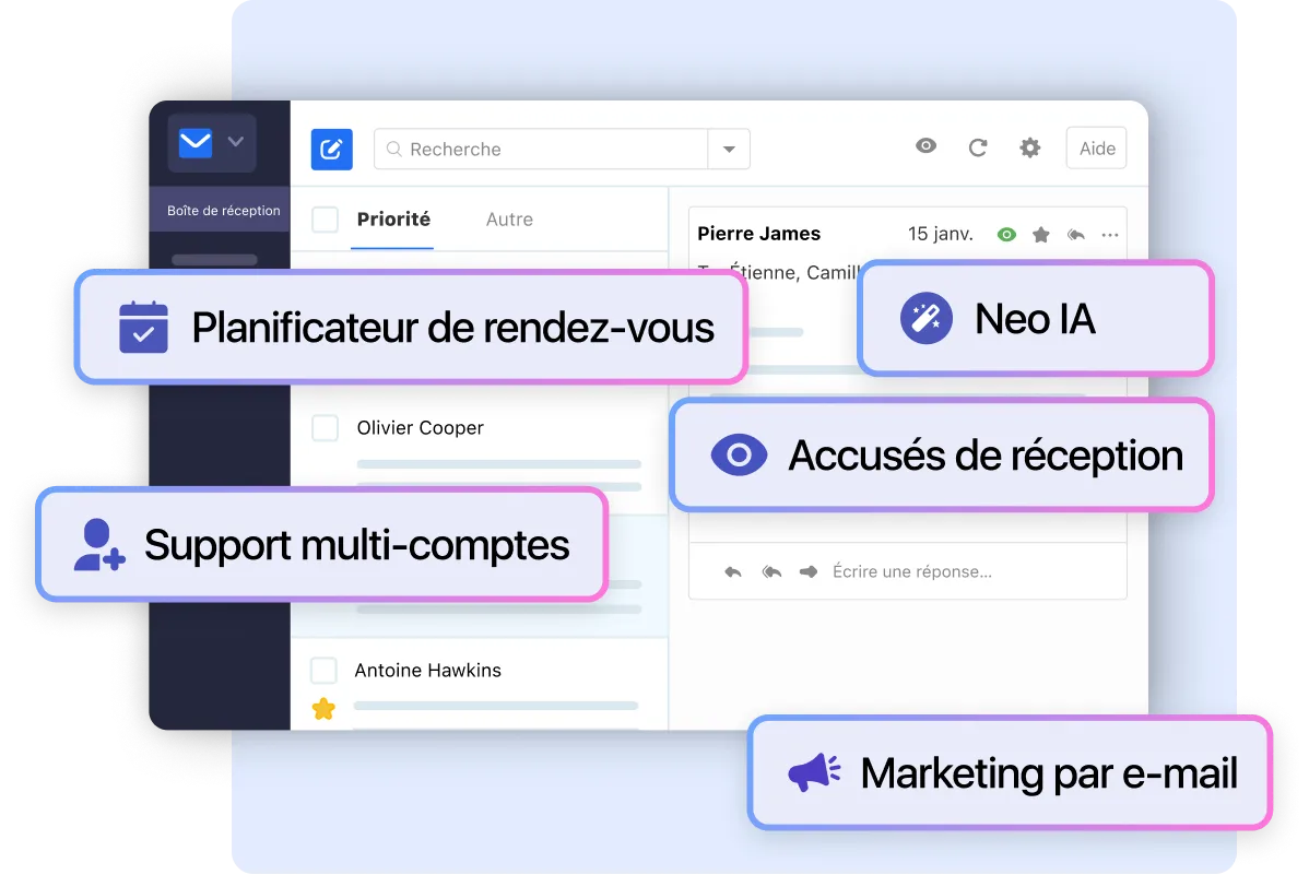 fonctionnalités de messagerie professionnelle gratuites