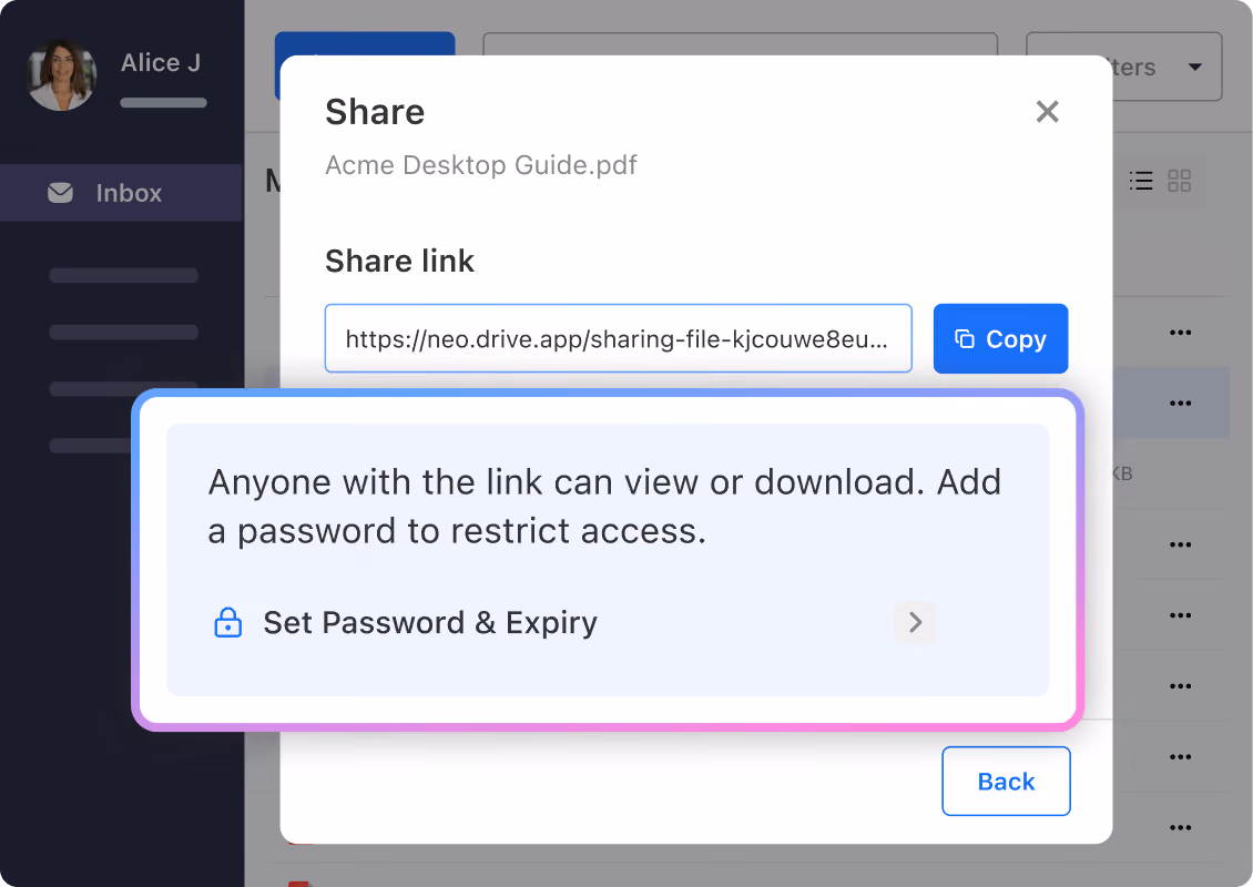 Stay in control after sharing