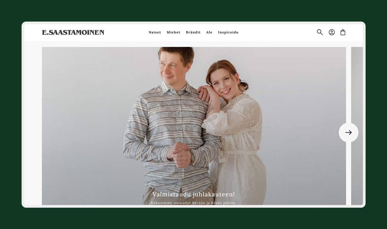 E. Saastamoinen online store front page on desktop and mobile after the brand refresh