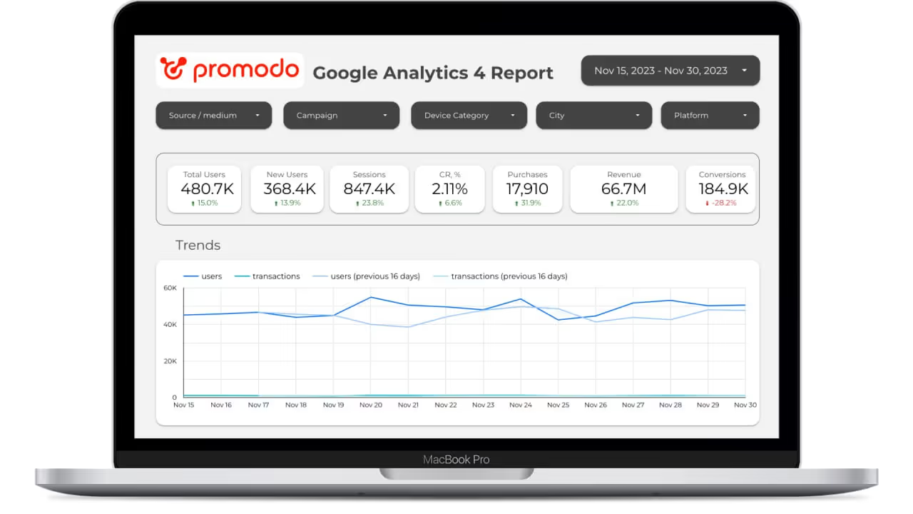 Example of the Promodo’s Custom Essential Report