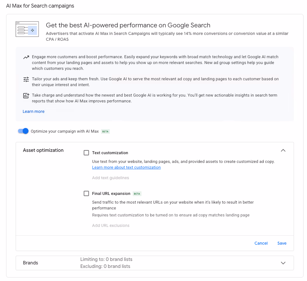 how to enable ai max for search in google ads