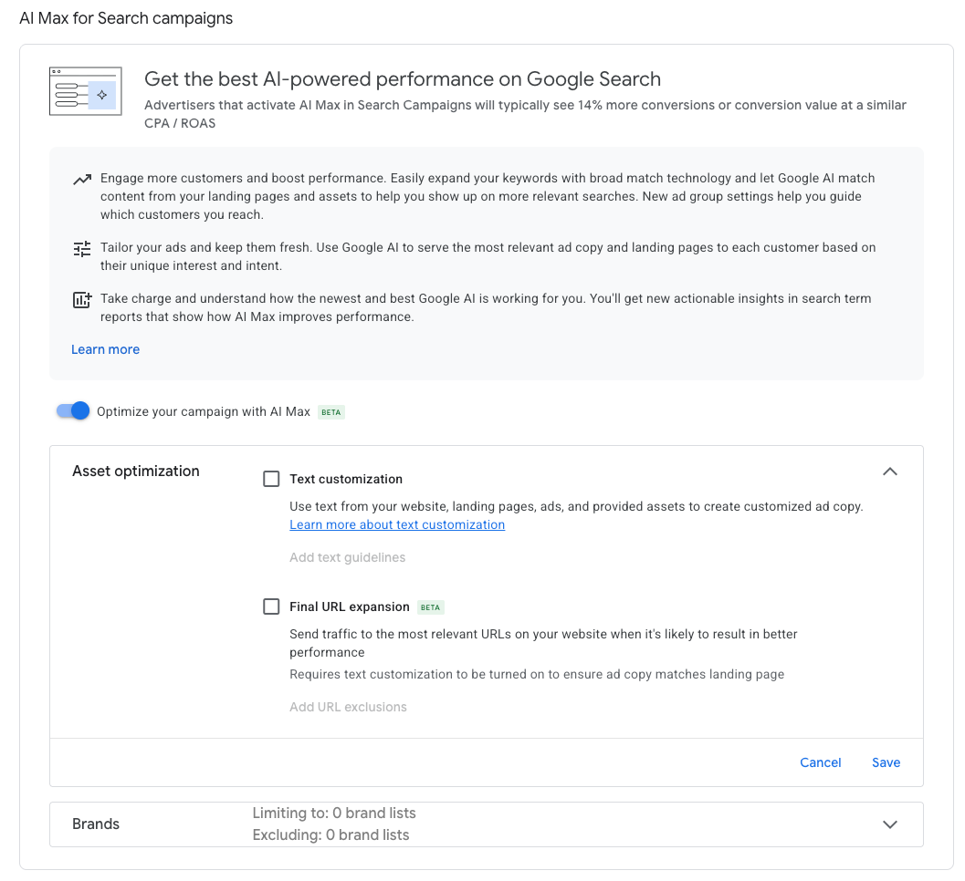 how to enable ai max for search in google ads