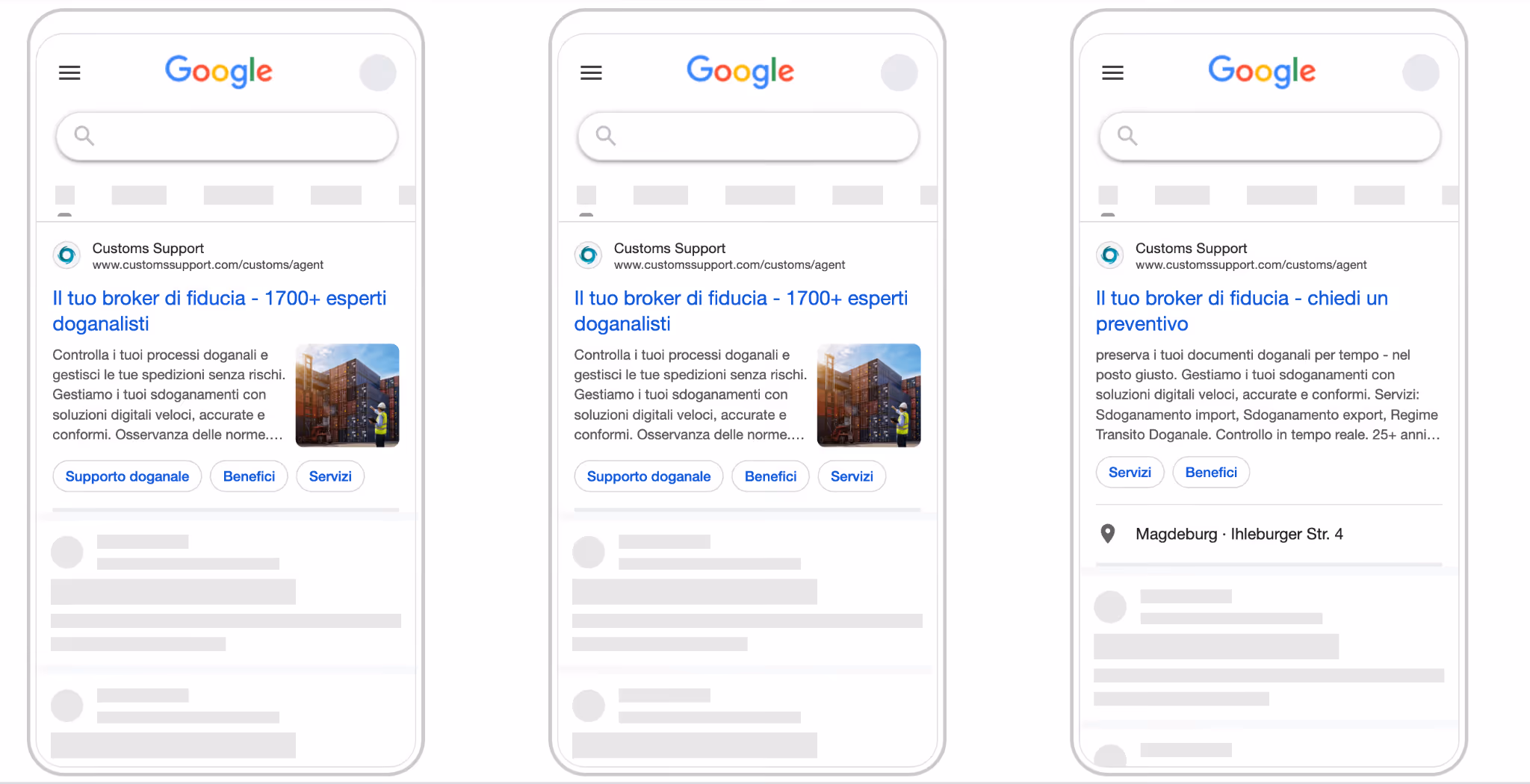 google ads examples for custom services