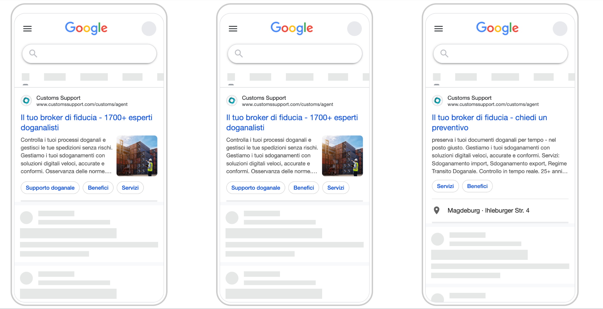 google ads examples for custom services