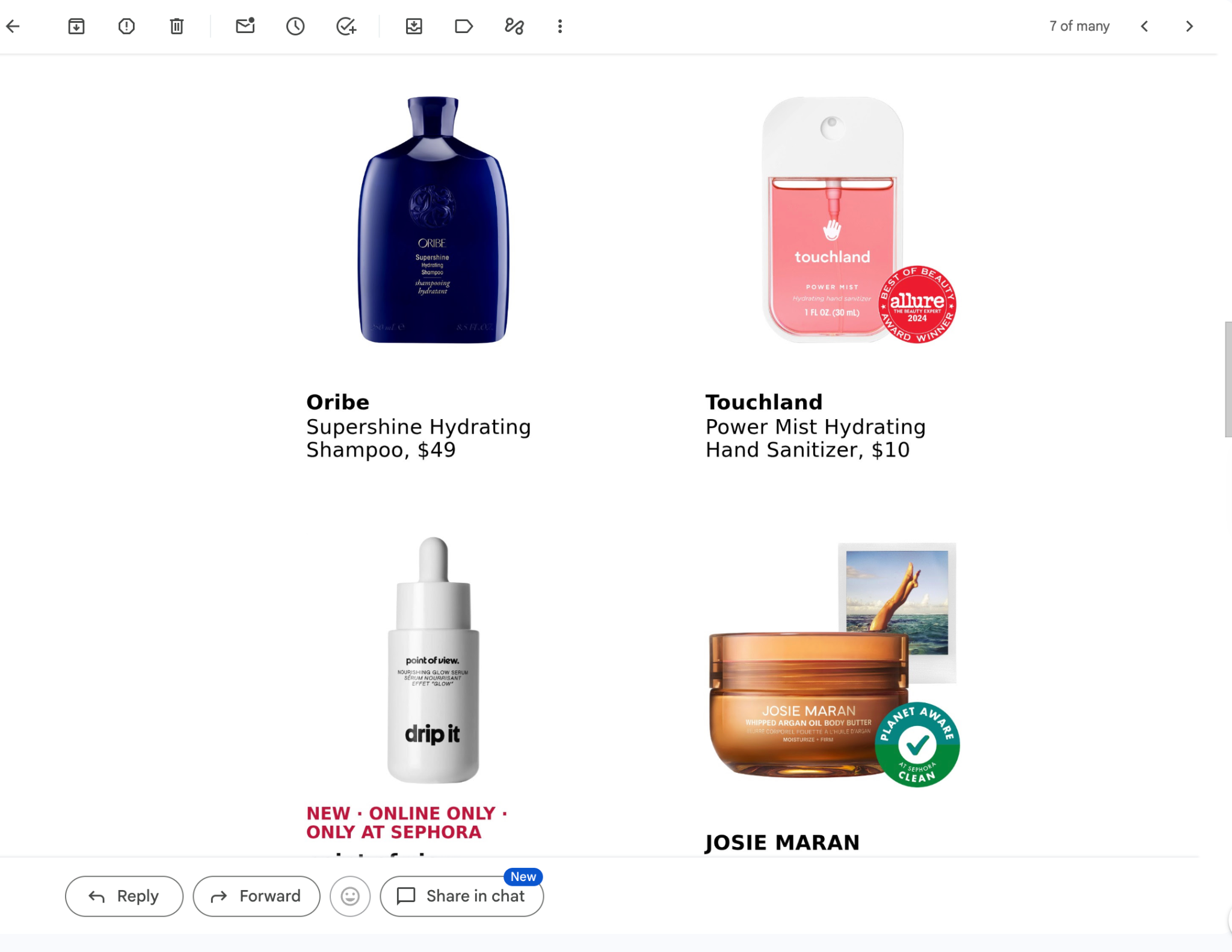 Example of Personalized Recommendations in the Sephora Email Campaigns