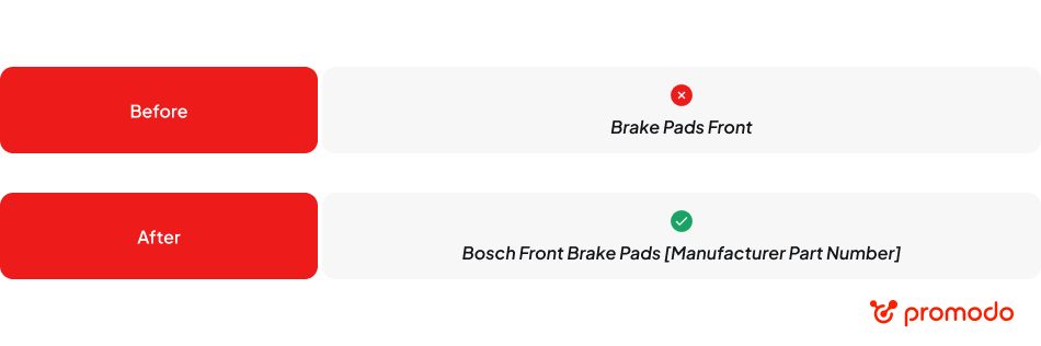 descriptive title for auto parts