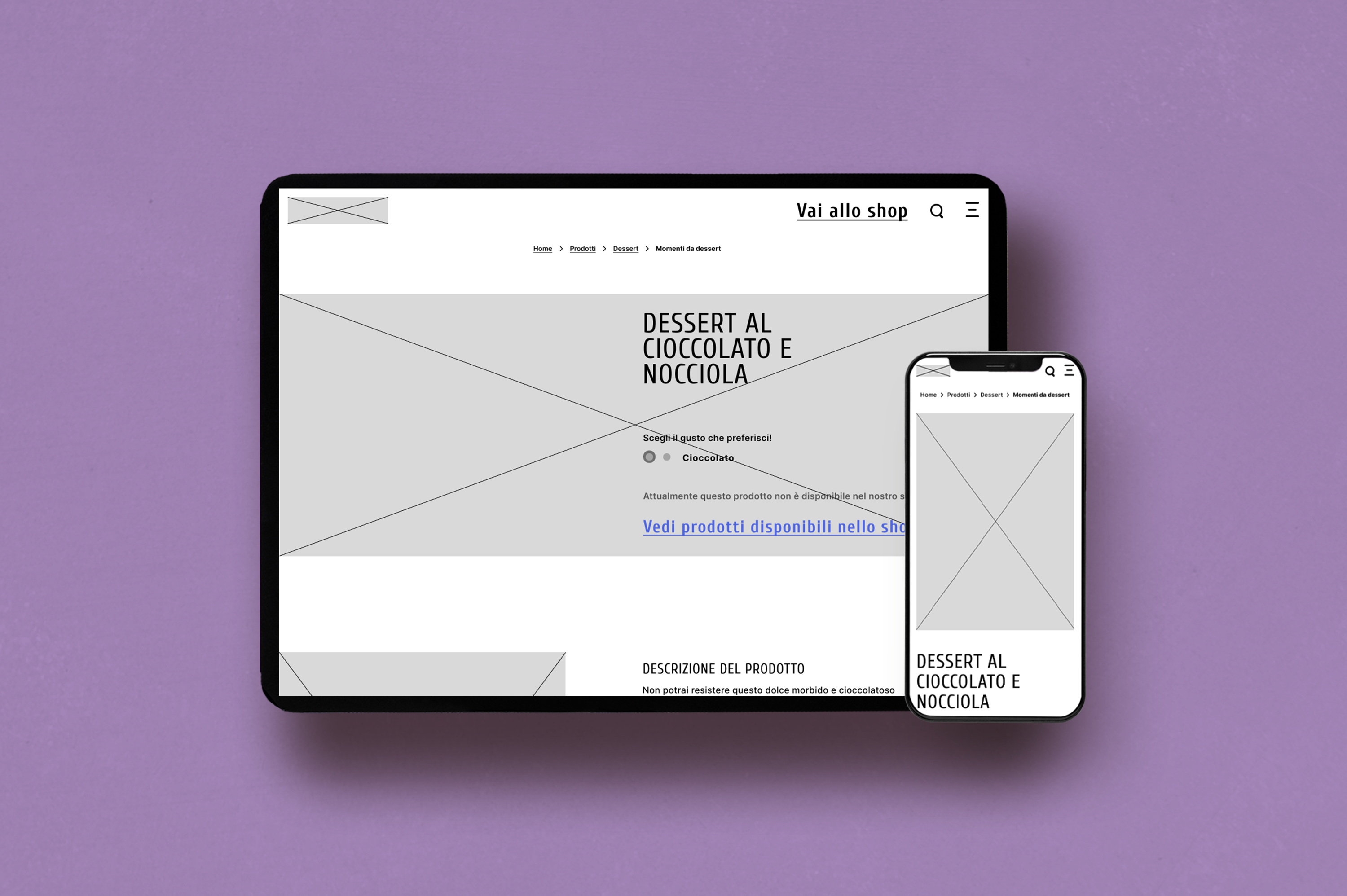 Alpro mobile and desktop wireframes 