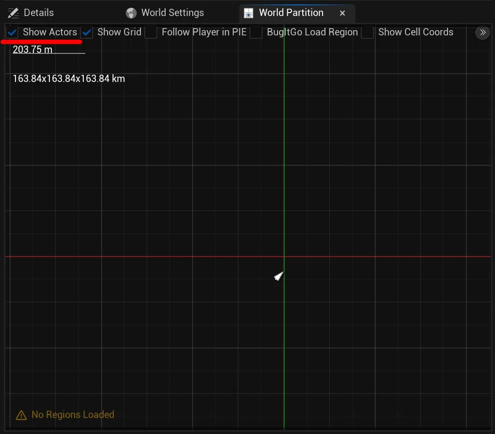Show Actors will display bounding boxes on the map