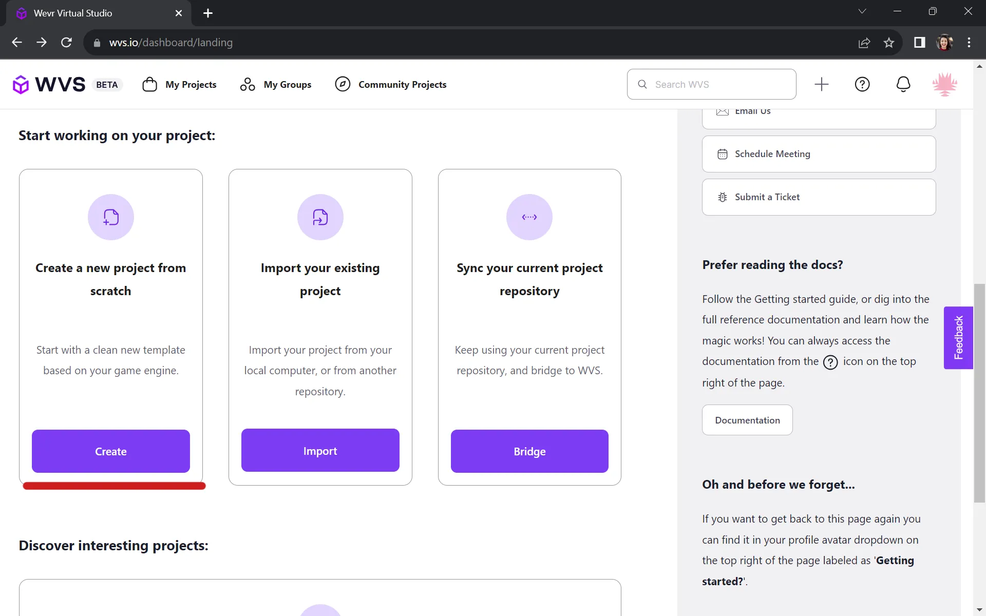 Create a new project from scratch