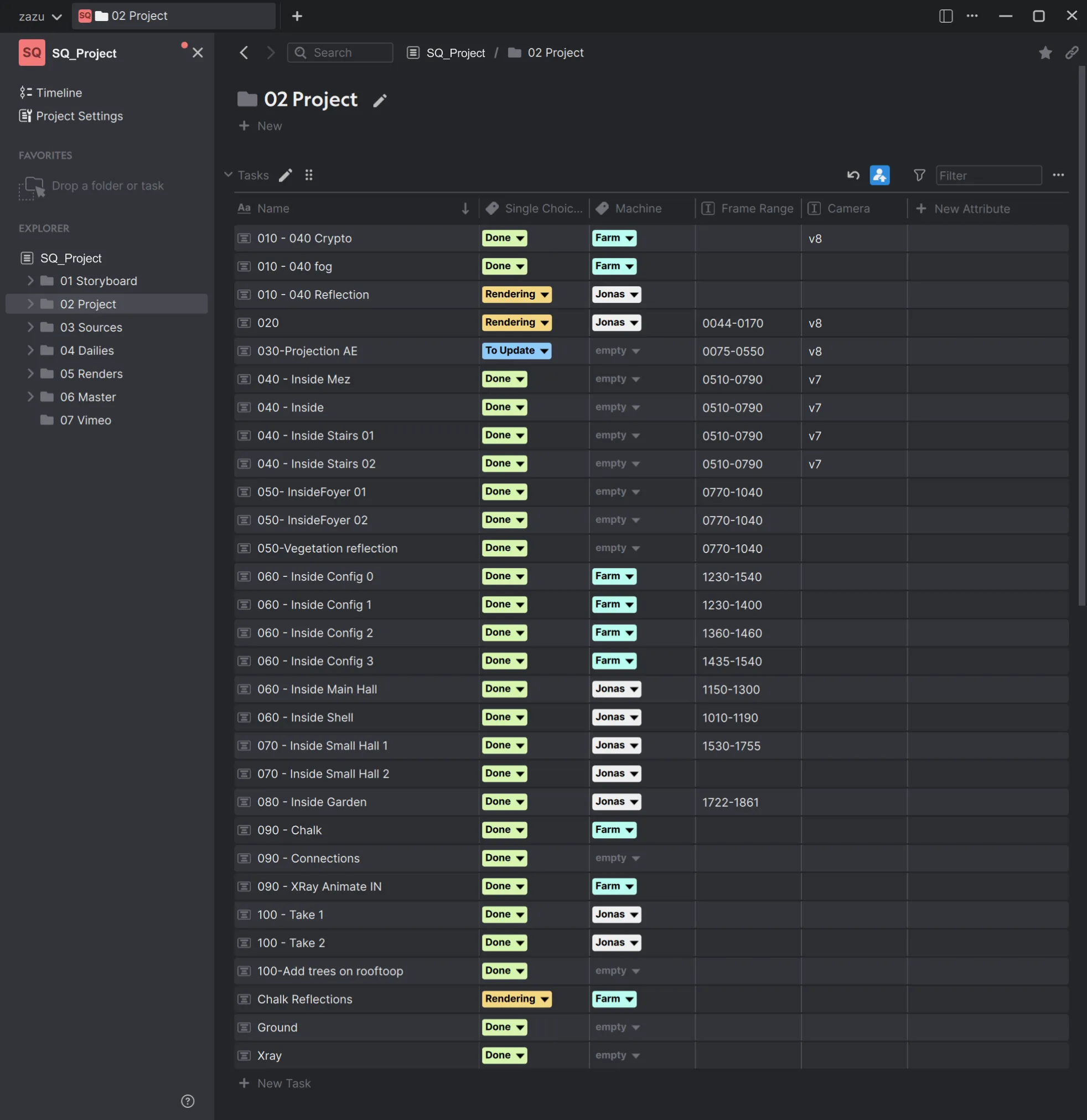 Motion design project structure in Anchorpoint